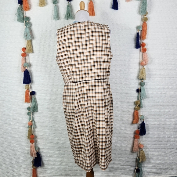Ann Taylor Plaid Faux Leather Trim Sheath Dress - Picture 7 of 7